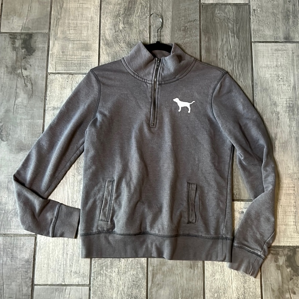 Victoria’s Secret pink love pink 86 gray quarter zip pull over size xs